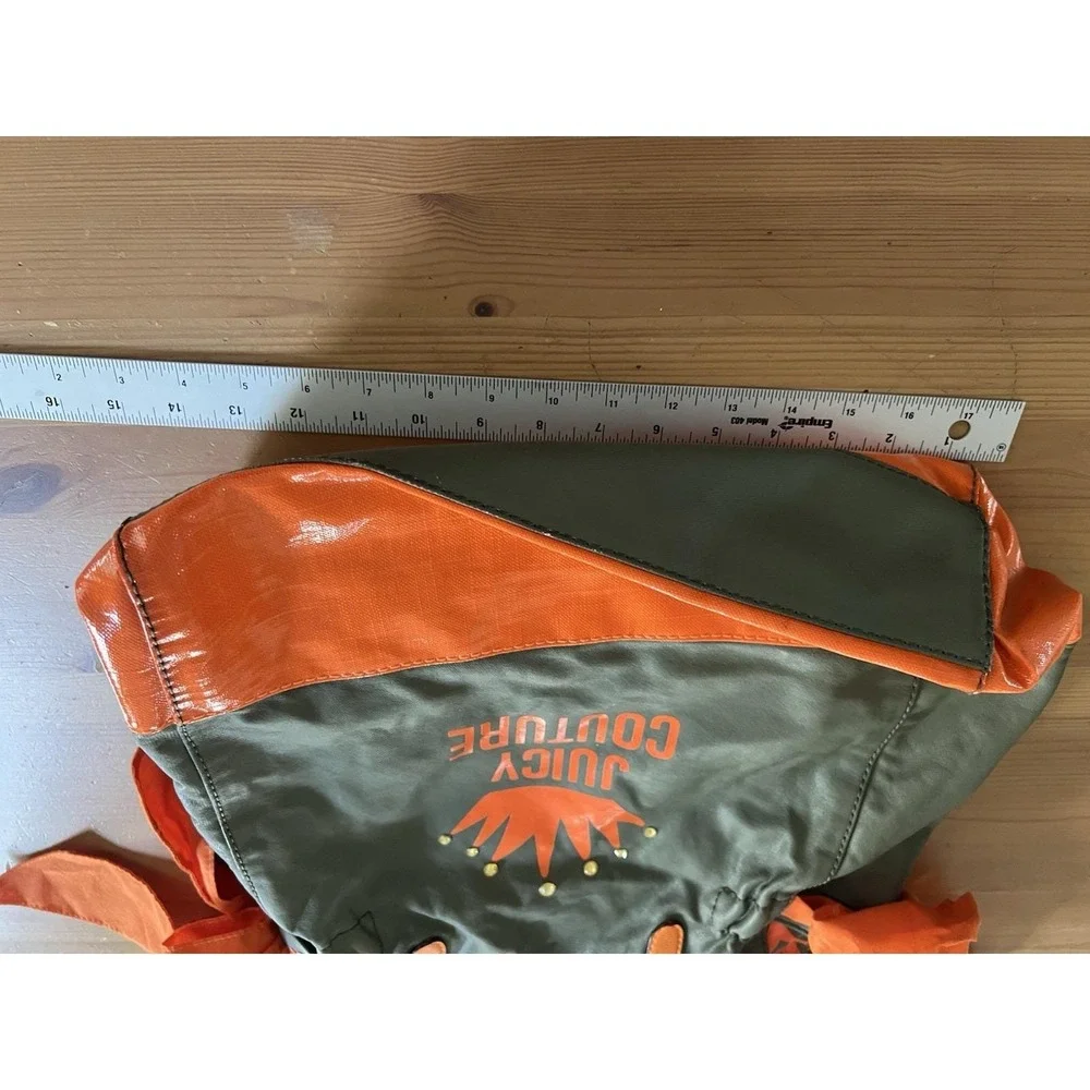 Vintage Juicy Couture Neon Orange & Olive Green Oversized Tote Bag Bows